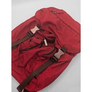 Authentic Prada Red Re-Nylon and Canvas Backpack with Dust Bag
